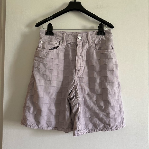 Madewell Dusty Lavender Purple Bermuda Shorts in Checkerboard Jacquard size 27 - Picture 6 of 10